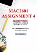 MAC2601 Assignment 4 Presentation on Learning Unit 12 Question 4 