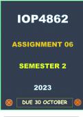 IOP4862 ASSIGNMENT 6 DETAILED SOLUTIONS- SEMESTER 2( DUE 30 OCTOBER 2023)
