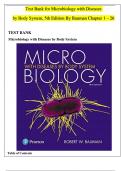 TEST BANK For Microbiology with Diseases by Body System, 5th Edition By Bauman  | Verified Chapter's 1 - 26 | Complete