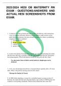 2023/2024 HESI OB MATERNITY RN  EXAM - QUESTIONS/ANSWERS AND  ACTUAL HESI SCREENSHOTS FROM  EXAM