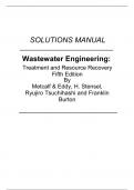 Wastewater Engineering Treatment and Resource Recovery, 5e Metcalf & Eddy, Stensel, Ryujiro, Burton (Solutions Manual, 100% Verified Original, A+ Grade)