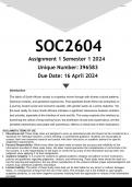 SOC2604 Assignment 2 (ANSWERS) Semester 1 2024 - DISTINCTION GUARANTEED