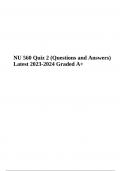 NU 560 Quiz 2 (Questions and Answers) Latest 2023-2024 Graded A+