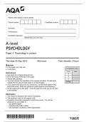 AQA A LEVEL PSYCHOLOGY PAPER 2 JUNE 2023 QUESTION PAPER (7182-2)Pyschology in Context