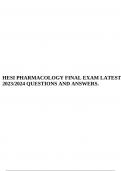 HESI PHARMACOLOGY FINAL EXAM LATEST 2023/2024 QUESTIONS AND ANSWERS.