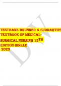 TESTBANK Brunner & Suddarth's Textbook of Medical Surgical Nursing 15th EDITION HINKLE 2023