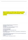 Early Childhood CDA Help CDA exam Prep Flashcards questions and answers 100% verified.