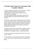 Nu Patho Study Guide Unit 1 Questions With Complete Solutions