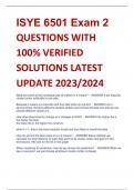 ISYE 6501 Exam 2  QUESTIONS WITH  100% VERIFIED  SOLUTIONS LATEST  UPDATE 2023/2024