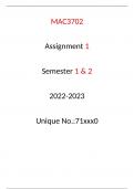 MAC3702 Assignment 1 Semester 2 -1  (2023) A+ SOLUTIONS 100% 