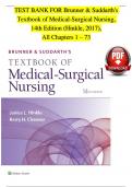 Brunner and Suddarth's Textbook of Medical-Surgical Nursing, 14th Edition TEST BANK  (Hinkle, 2017) | Verified Chapter's 1 - 73 | Complete