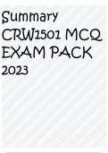 Summary CRW1501 MCQ EXAM PACK 2023