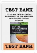 TEST BANK FOR LITTLE AND FALACE'S DENTAL MANAGEMENT OF THE MEDICALLY COMPROMISED PATIENT 9TH EDITION LATEST UPDATE WITH ALL CHAPTER 1-30 QUESTIONS AND CORRECT ANSWERS 100% COMPLETE SOLUTION