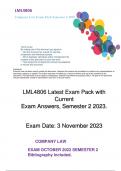 LML4806 Latest Exam Pack with Current Exam Answers, Semester 2 2023. 