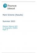  Pearson Edexcel GCE In Geography (9GE0) Paper 2 Mark Scheme (Results) Summer 2023★★★★★
