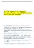 IS-317.a: Introduction to Community Emergency Response Team (CERT) questions and answers well illustrated.