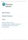 Pearson Edexcel GCE In Biology Spec A (8BN0) Paper 02 Mark Scheme (Results) Summer 2023: Development, Plants and the Environment