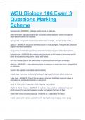 WSU Biology 106 Exam 3 Questions Marking Scheme