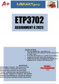 ETP3702 Assignment 6 (DETAILED ANSWERS) Semester 2 2023 - DUE 10 NOVEMBER 2023