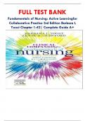 Test bank for Fundamentals of Nursing: Active Learning     for Collaborative Practice 3rd Edition Barbara L Yoost Chapter 1-42| Complete Guide A+