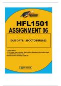 HFL1501 ASSIGNMENT 06 DUE 25OCTOBER2023