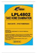 LPL4802 TAKE HOME EXAM DUE 27OCTOBER2023