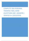 COMPLETE ISSA PERSONAL TRAINING FINAL EXAM (QUESTIONS AND ANSWERS ) VERIFIED A+ (2023/2024) 