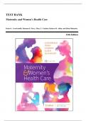 Test Bank - Maternity and Women’s Health Care, 12th Edition (Lowdermilk, 2020), Chapter 1-37 | All Chapters
