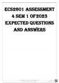 ECS2601 ASSESSMENT 4 SEM 1 OF 2023 EXPECTED QUESTIONS & ANSWERS