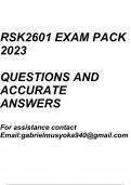 Enterprise Risk Management(RSK2601 Exam pack 2023)