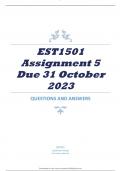 EST1501 Assignment 5 SEMESTER 2 2023 - Due 31 October 2023