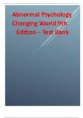  Abnormal Psychology Changing World 9th Edition.
