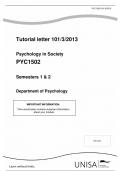 PYC1502 Psychology in Society Latest Verified Review 2023 Practice Questions and Answers for Exam Preparation, 100% Correct with Explanations, Highly Recommended, Download to Score A+