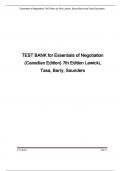 TEST BANK for Essentials of Negotiation, 7th Edition by Roy Lewicki, Bruce Barry and David Saunders ISBN13: 9781260399455. (Complete 12 Chapters) A+