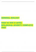 GENERAL BIOLOGY H420 02 OCR A LEVEL  BIOLOGICAL DIVERTY COMPLETE  TEST