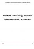 TEST BANK for Criminology: A Canadian Perspective 9th Edition. by Linden Rick Updated A+