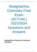 Straighterline Chemistry Final Exam  (ACTUAL) 2023/2024 Questions and Answers