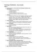 Key concepts -  Sociology of Institutions (BY) - UvA