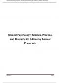 TEST BANK for Clinical Psychology: Science, Practice, and Diversity 5th Edition by Andrew Pomerantz. Chapters 1-19 Complete Download Updated A+
