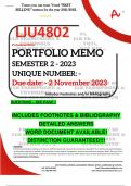 LJU4802 PORTFOLIO MEMO - OCT./NOV. 2023 - SEMESTER 2 - UNISA - DUE 2 NOVEMBER 2023 - DETAILED ANSWERS WITH FOOTNOTES & BIBLIOGRAPHY- DISTINCTION GUARANTEED! 