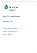 EDEXCEL A LEVEL ENGLISH LITERATURE PAPER 2 2023 WITH MARK SCHEME