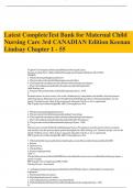 Latest CompleteTest Bank for Maternal Child Nursing Care 3rd CANADIAN Edition Keenan Lindsay Chapter 1 - 55