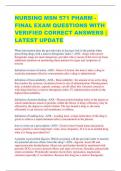 NURSING MSN 571 PHARM - FINAL EXAM QUESTIONS WITH  VERIFIED CORRECT ANSWERS |  LATEST UPDATE