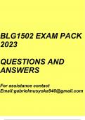 Animal and Plant Diversity(BLG1502 Exam pack 2023)