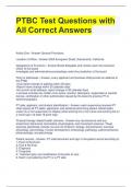 PTBC Test Questions with All Correct Answers 