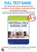 Test Bank for Davis Advantage for Maternal Child Nursing Care 3rd Edition Scannell | 9781719640985 | 2022-2023 | Chapter 1-33  | All Chapters with Answers and Rationals 