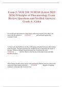 Exam 3: NUR 210/ NUR210 (Latest 2023/ 2024) Principles of Pharmacology Exam Review| Questions and Verified Answers| Grade A | Galen