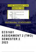 ECS1601 ASSIGNMENT 6 SEMESTER 2 2023 (100%) (DUE MONDAY 13 NOV 2023)