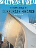 SOLUTIONS MANUAL for Fundamentals of Corporate Finance, 5th Edition by Robert Parrino, David Kidwell, Bates & Gillan. ISBN 9781119795438 (All Chapters 1-21)