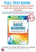 Test Bank For Davis Advantage Basic Nursing: Thinking  Doing and Caring 3rd Edition By Leslie S. Treas, 9781719642071, Chapter 1-41 All Chapters with Answers and Rationals